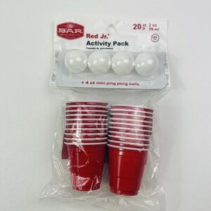 Red Jr Activity Pack 20ct Mini Cups 4 Mini Ping Pong Balls Party Game Set